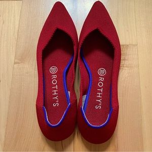 Rothys The Point Chili Red Knit Flats Sz 8.5